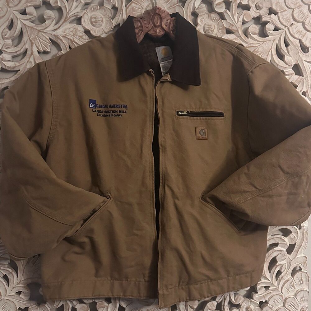 Y2K Vintage 2003 Carhartt J97 CML Sandstone Detroit Cropped Jacket 2XL Reg